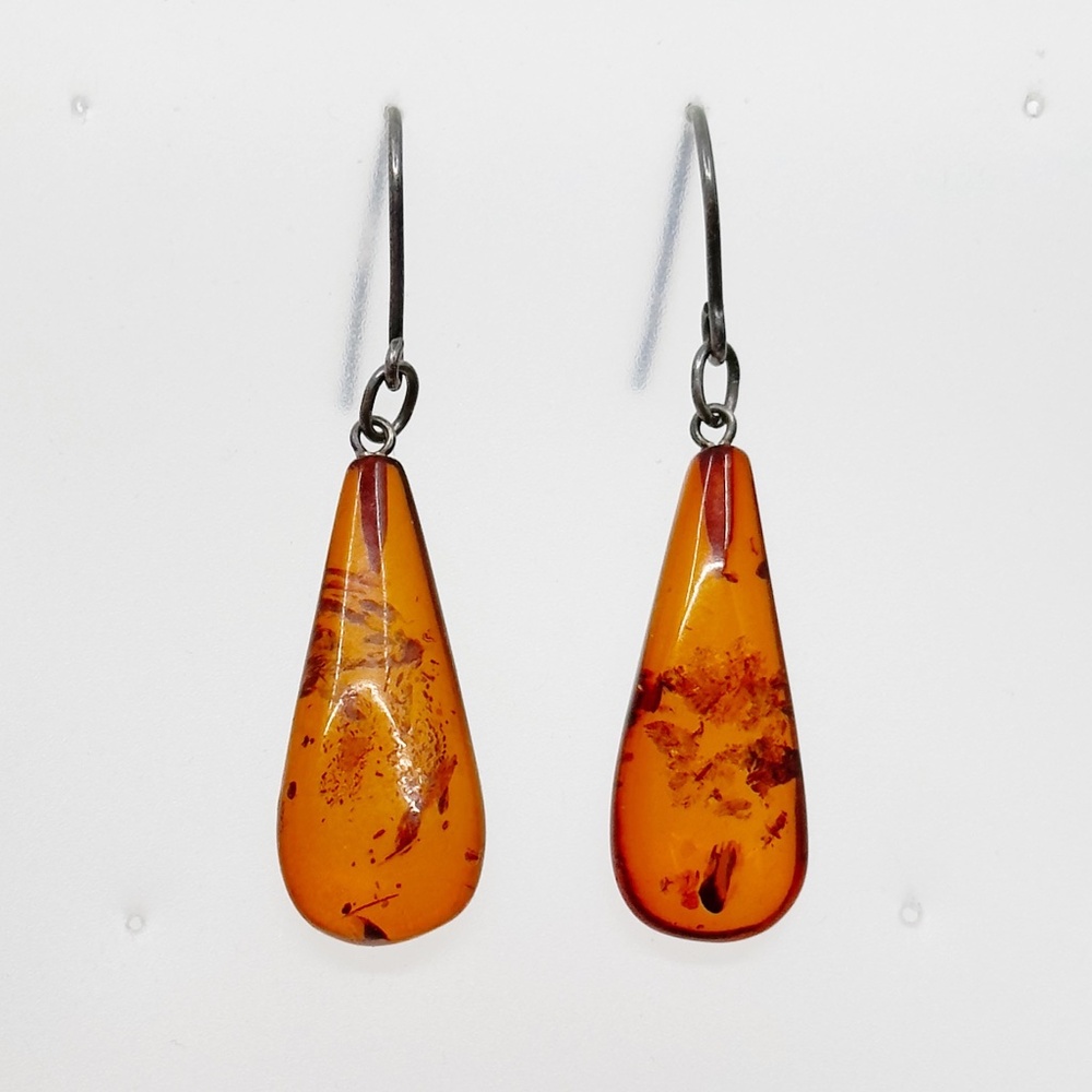 Sterling silver baltic amber drop earrings - GM1135 - Picture 2 of 5